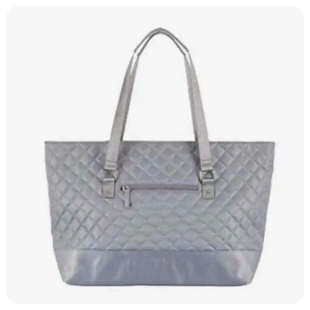 Lodis Silver Quilted Nylon Laptop Bag/Tote.